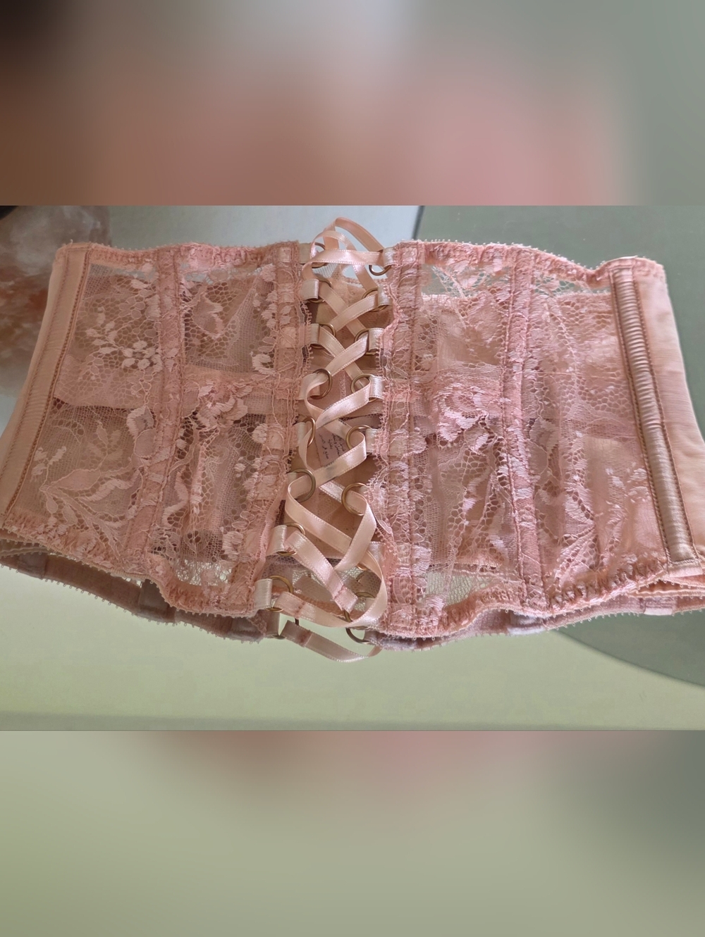 Agent Provocateur Blush Lace Ribbon Waist Cincher Corset